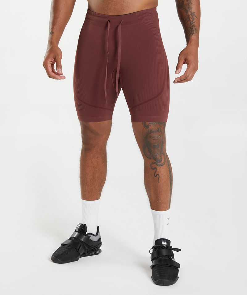 Men's Gymshark 315 Seamless 1/2 Shorts Burgundy | USA 8697-PJKVO