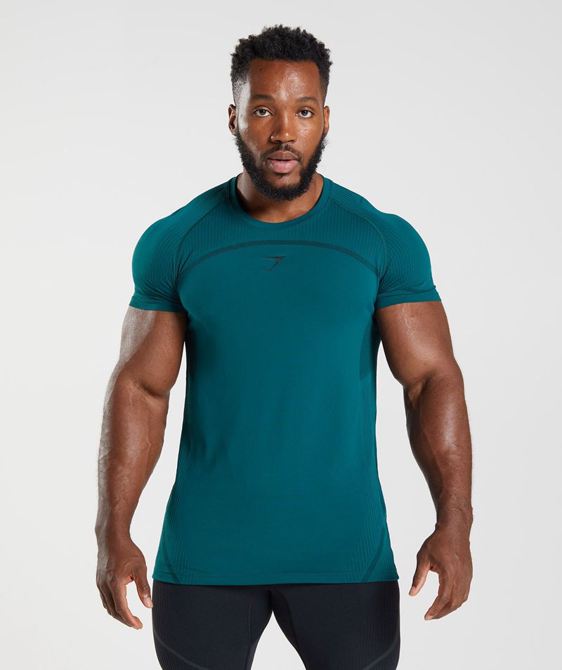 Men's Gymshark 315 Seamless T-Shirts Turquoise | USA 7516-ZSQUI