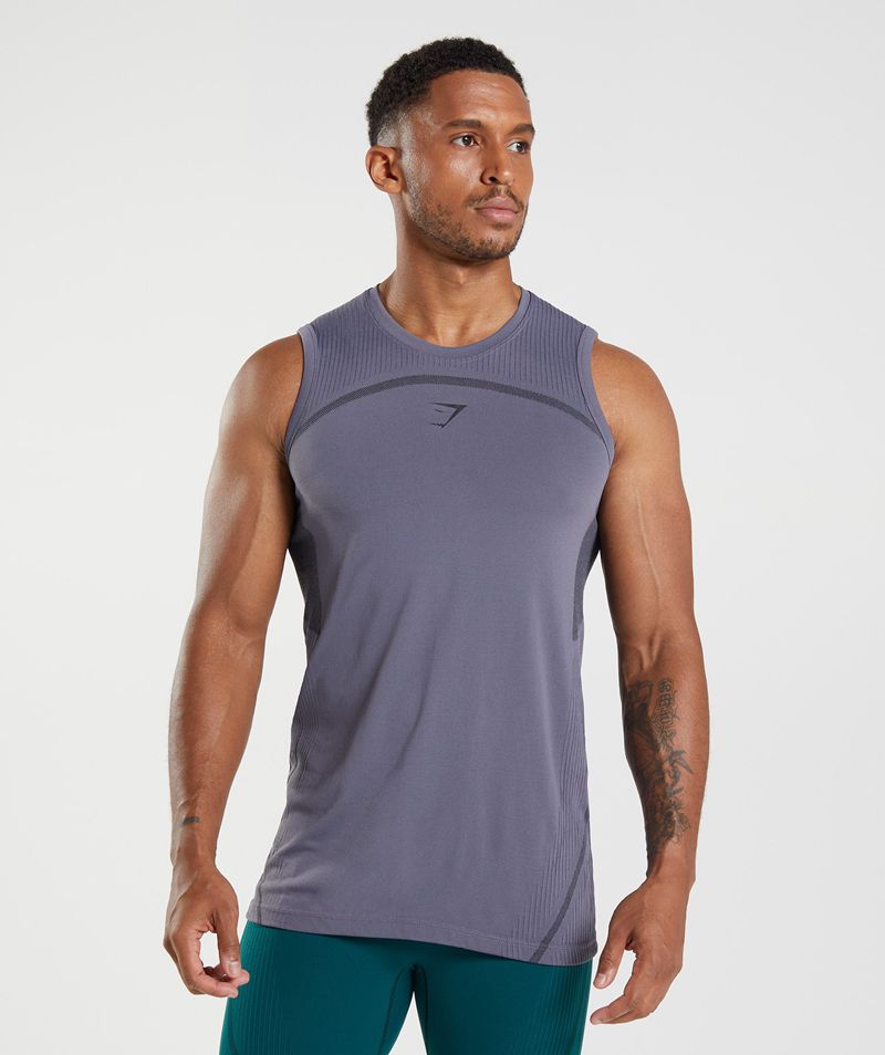 Men's Gymshark 315 Seamless Tank Tops Purple | USA 7391-GTJQZ