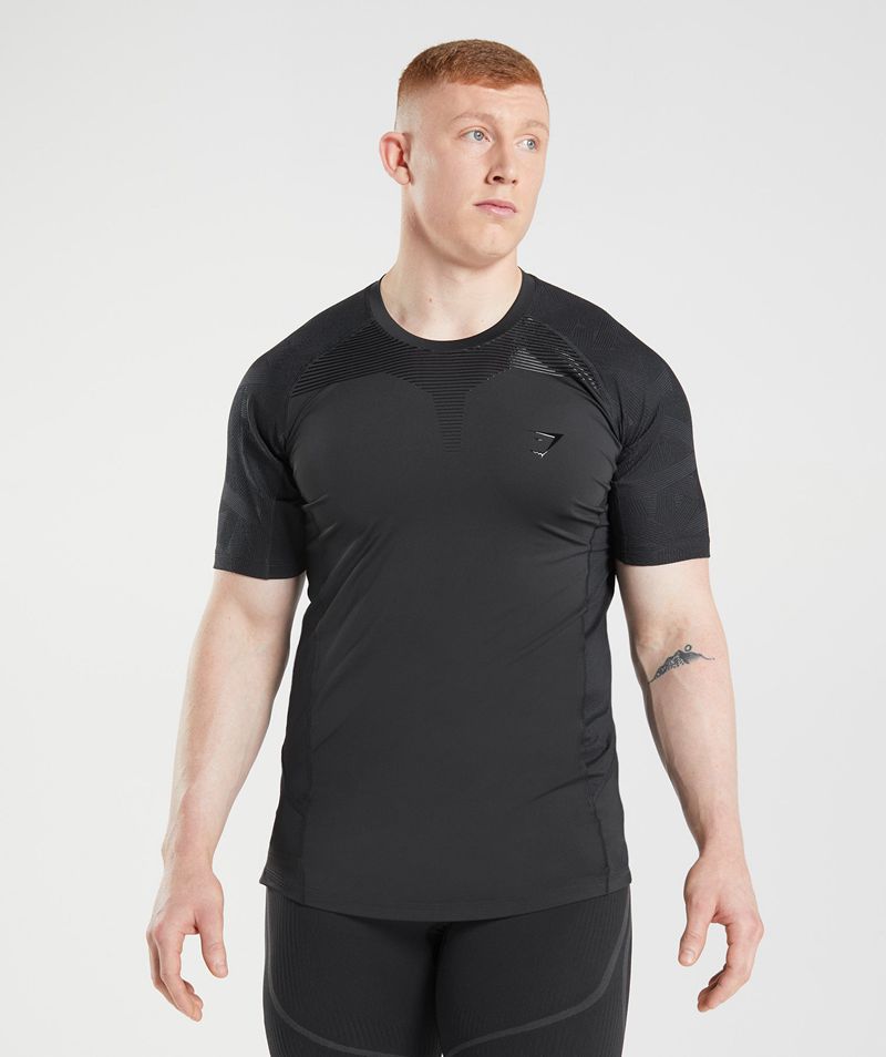 Men's Gymshark 315 T-Shirts Black | USA 5729-MFXBA