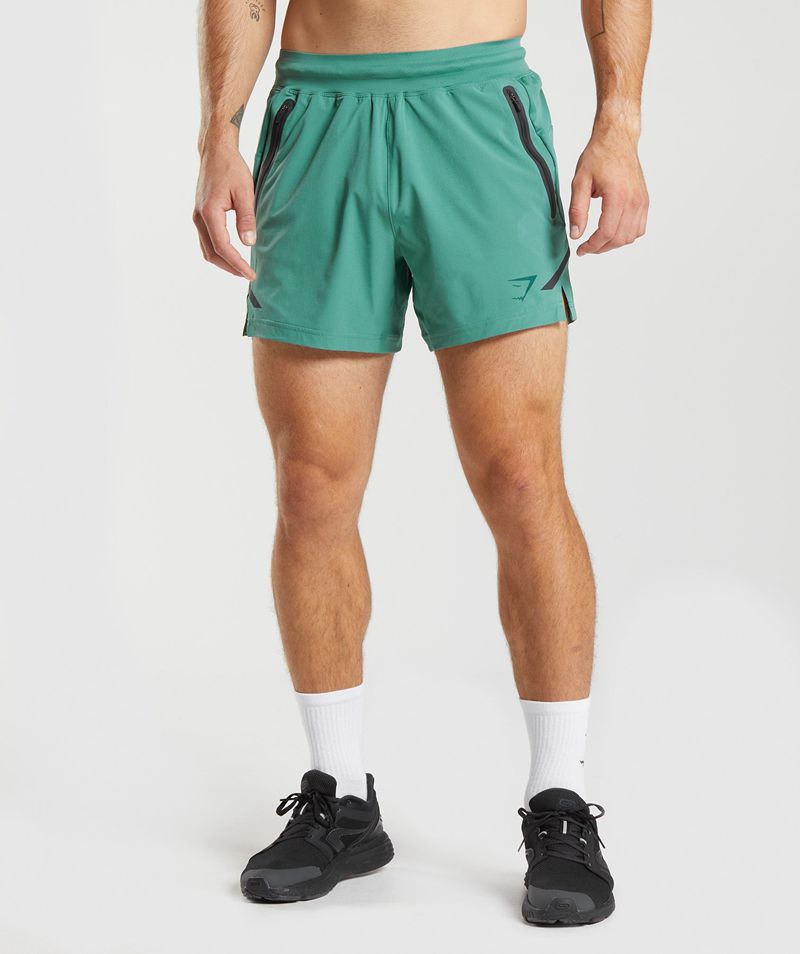 Men's Gymshark Apex 5" Perform Shorts Green | USA 4308-UAFJP