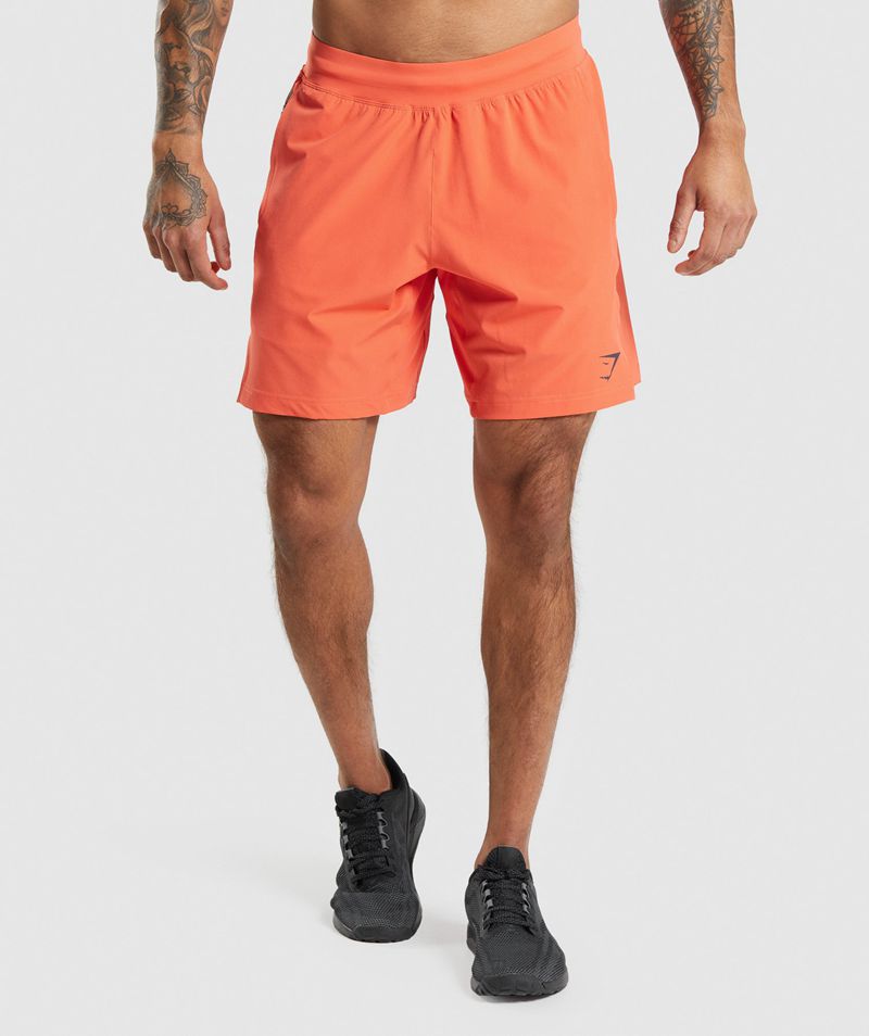 Men's Gymshark Apex 8" Function Shorts Orange | USA 0921-MGOBQ