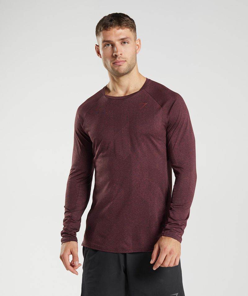 Men's Gymshark Apex Long Sleeve T-Shirts Burgundy | USA 4912-GLTMU