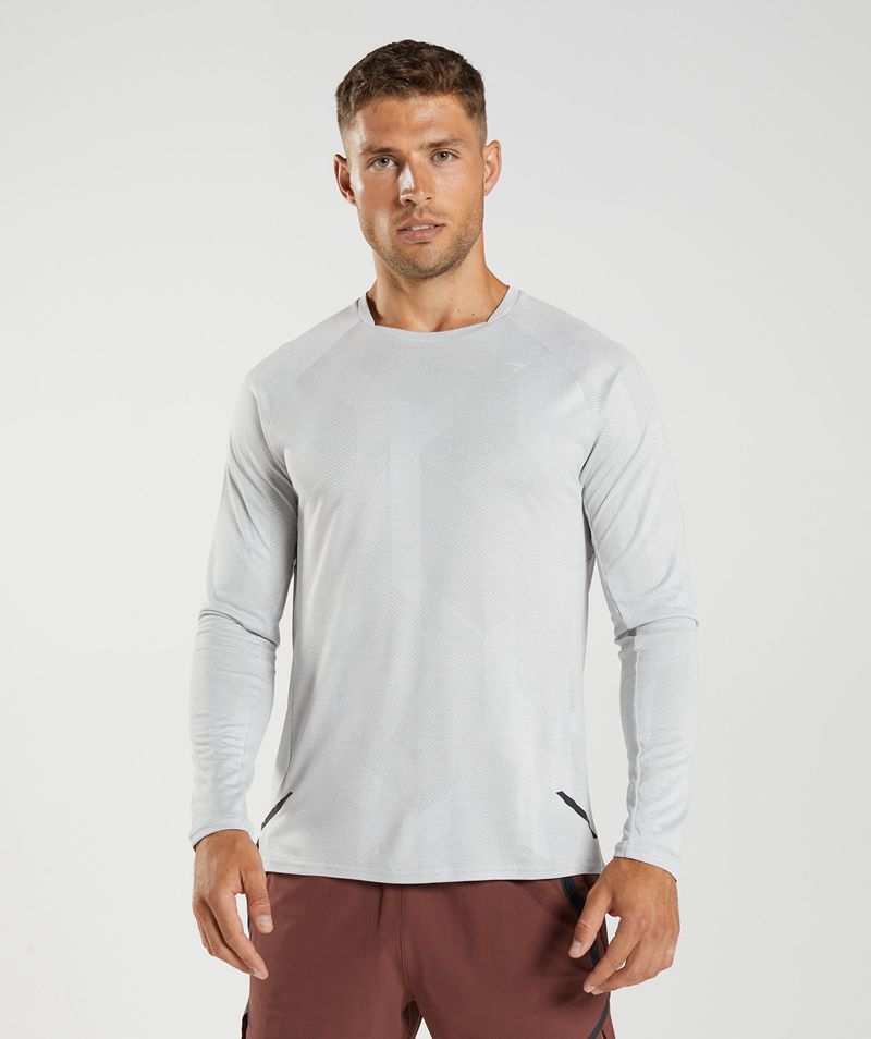 Men's Gymshark Apex Long Sleeve T-Shirts Light Grey | USA 8403-HNYGZ