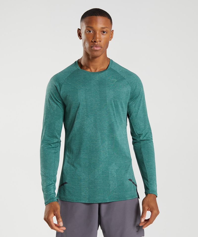 Men's Gymshark Apex Long Sleeve T-Shirts Green | USA 8793-EBOAF