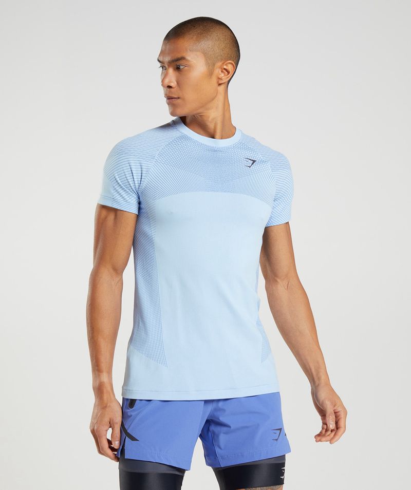 Men's Gymshark Apex Seamless T-Shirts Blue | USA 0278-TPHNA