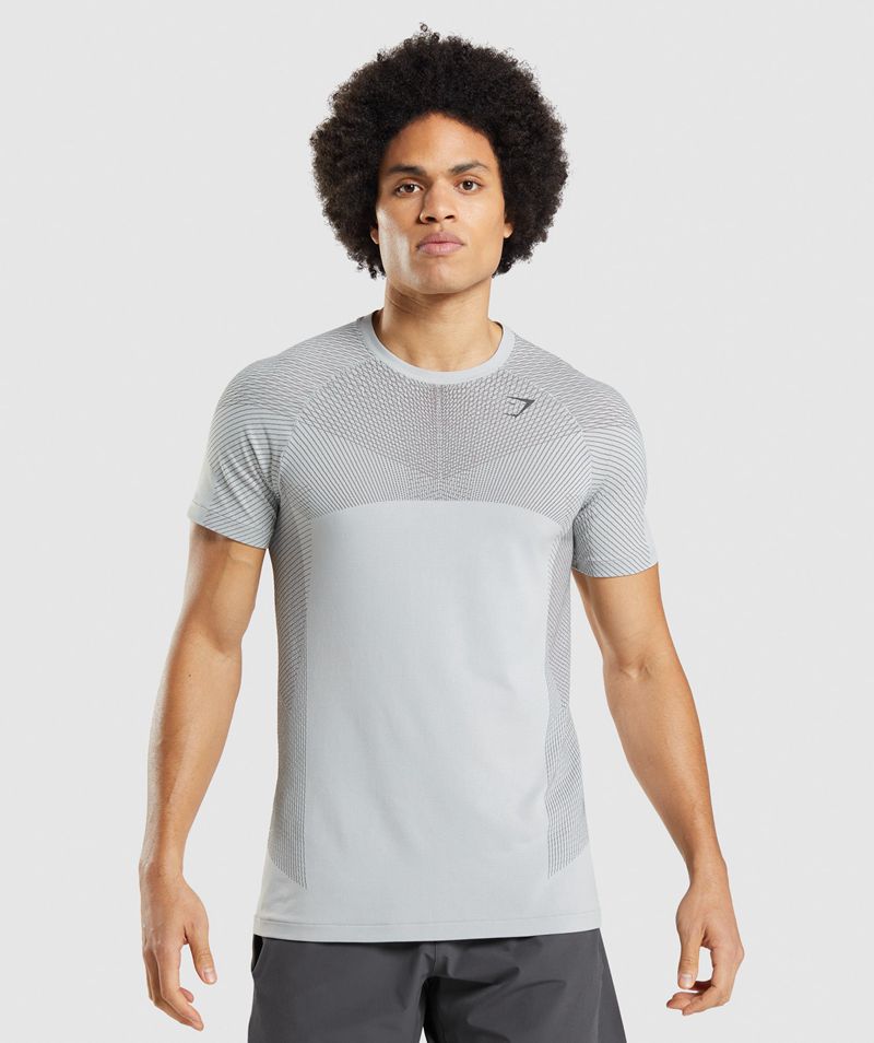 Men's Gymshark Apex Seamless T-Shirts Light Grey | USA 7294-TZWAM