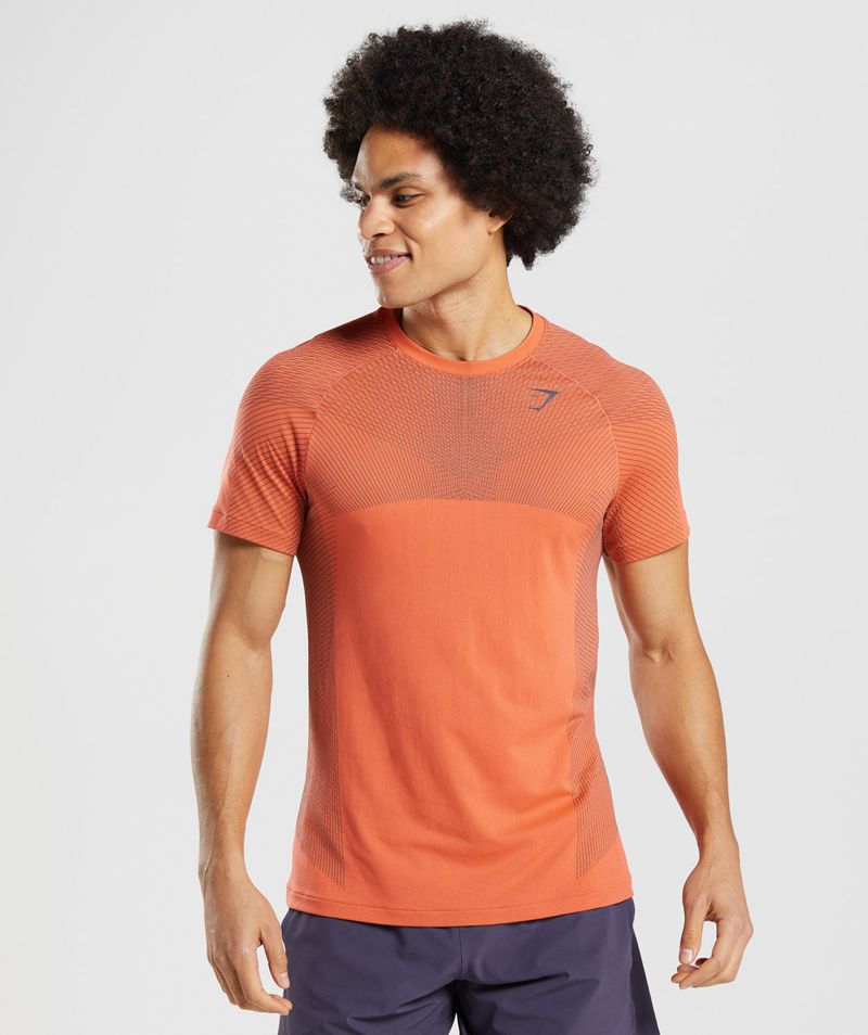 Men's Gymshark Apex Seamless T-Shirts Orange | USA 8563-KOWUH