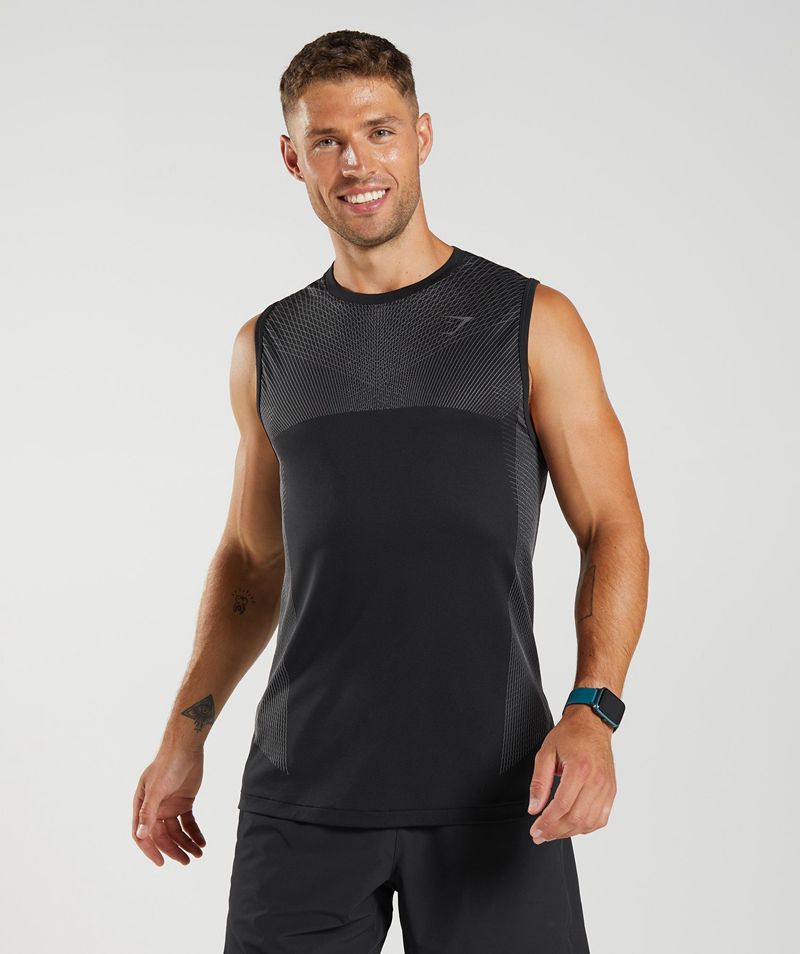 Men's Gymshark Apex Seamless Tank Tops Black | USA 0371-ENJDG