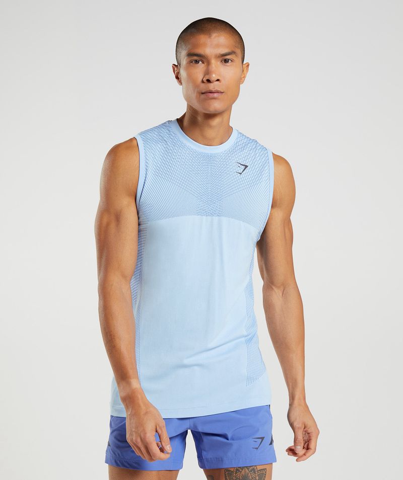 Men's Gymshark Apex Seamless Tank Tops Blue | USA 1683-GJLSK