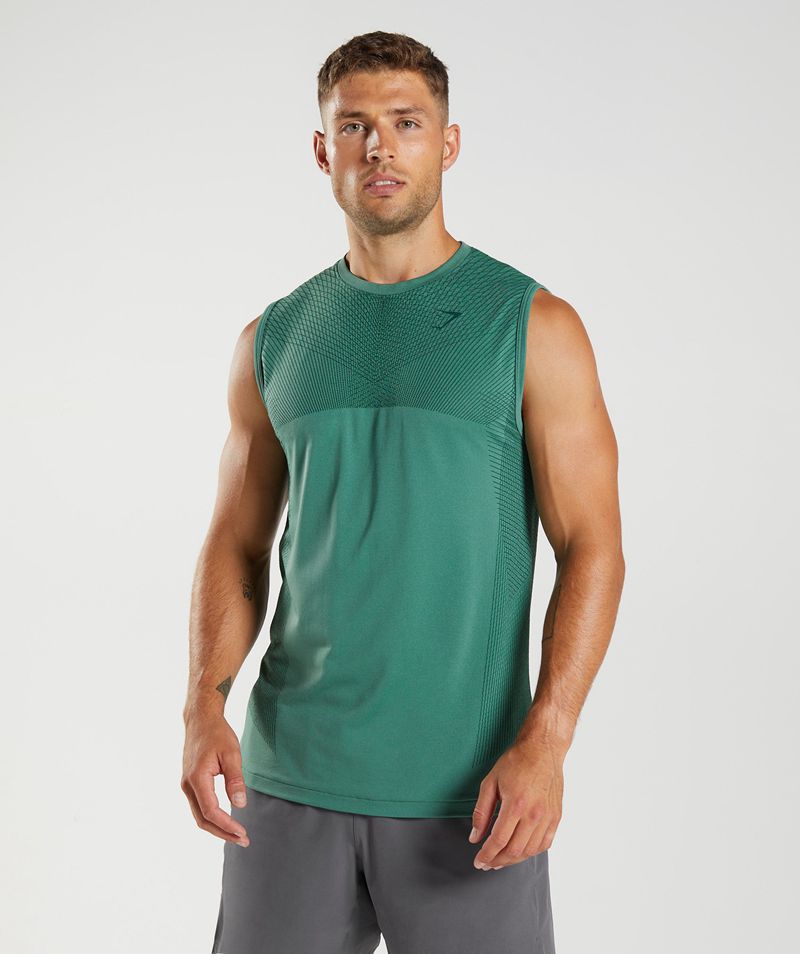 Men's Gymshark Apex Seamless Tank Tops Green | USA 0397-TKHOU