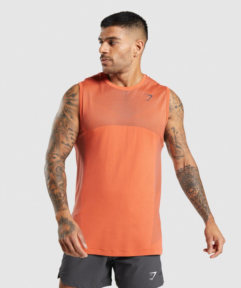 Men's Gymshark Apex Seamless Tank Tops Orange | USA 7126-RZUCW