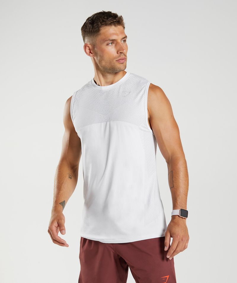 Men's Gymshark Apex Seamless Tank Tops White Light Grey | USA 9826-NHDTW