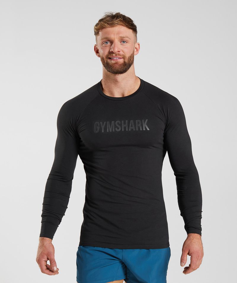 Men's Gymshark Apollo Long Sleeve T-Shirts Black | USA 3421-AEKZB