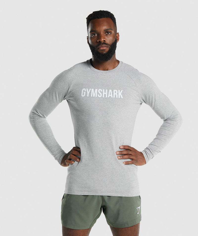 Men's Gymshark Apollo Long Sleeve T-Shirts Light Grey | USA 5724-VNWCT