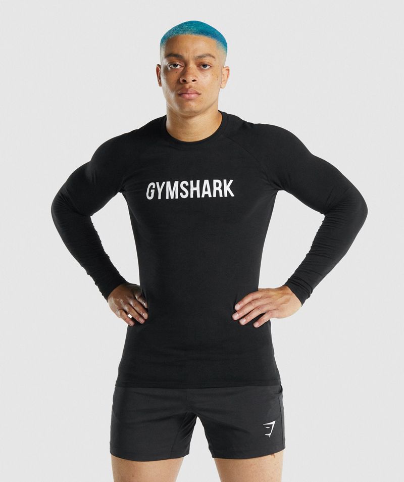 Men's Gymshark Apollo Long Sleeve T-Shirts Black | USA 9834-XEKAT