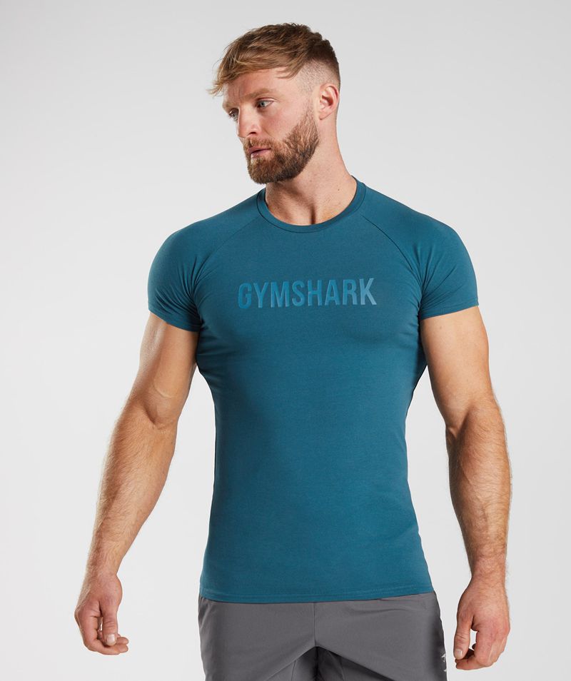 Men's Gymshark Apollo T-Shirts Blue | USA 5647-KHJRL