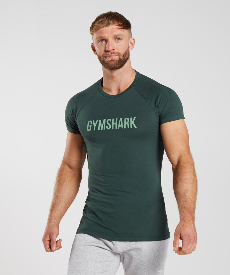 Men's Gymshark Apollo T-Shirts Green | USA 7820-EGDSN