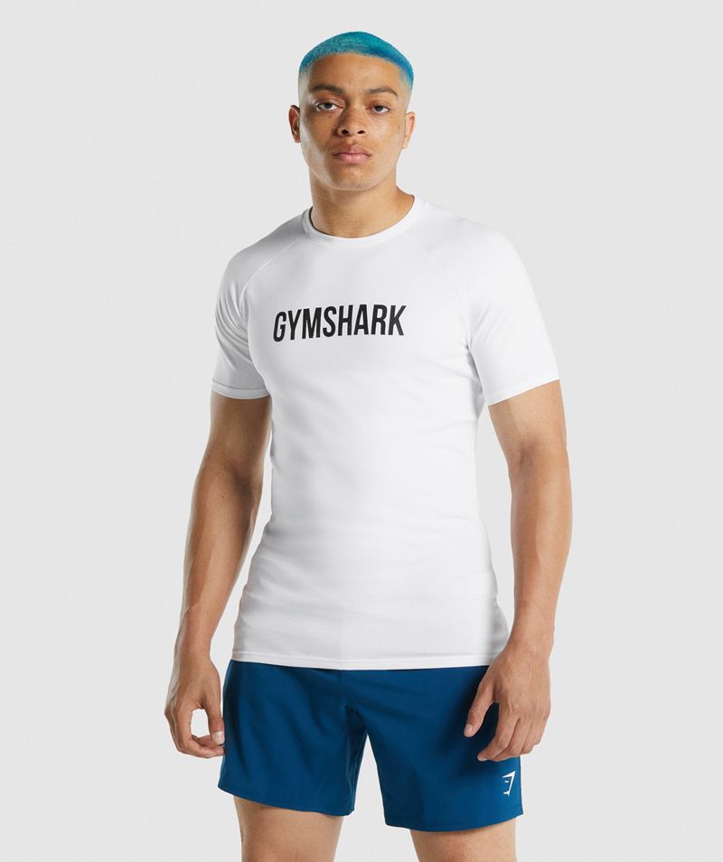 Men's Gymshark Apollo T-Shirts White | USA 4602-LWNJZ