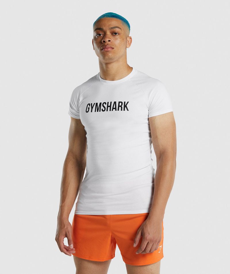 Men's Gymshark Apollo T-Shirts White | USA 8345-YLUWA