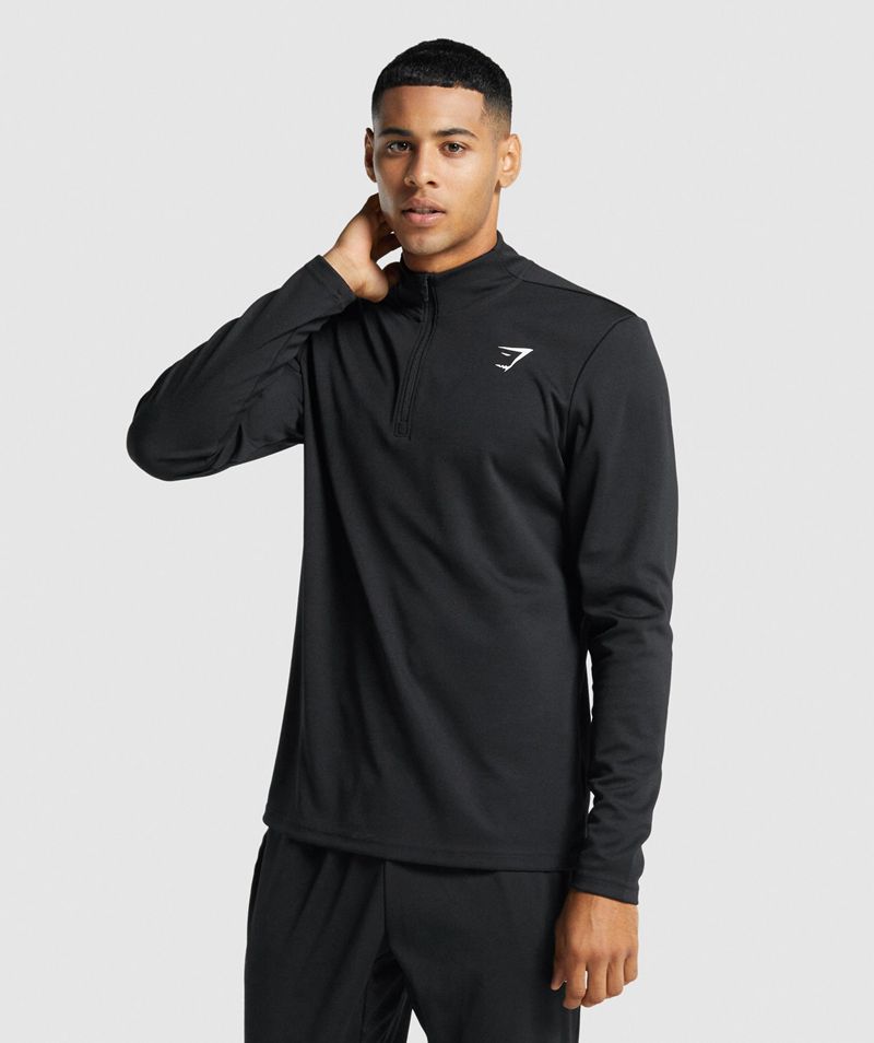 Men's Gymshark Arrival 1/4 Zip Sweatshirts Black | USA 5412-KRYOL