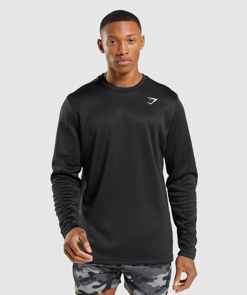 Men's Gymshark Arrival Crew Sweatshirts Black | USA 2954-GFOIE