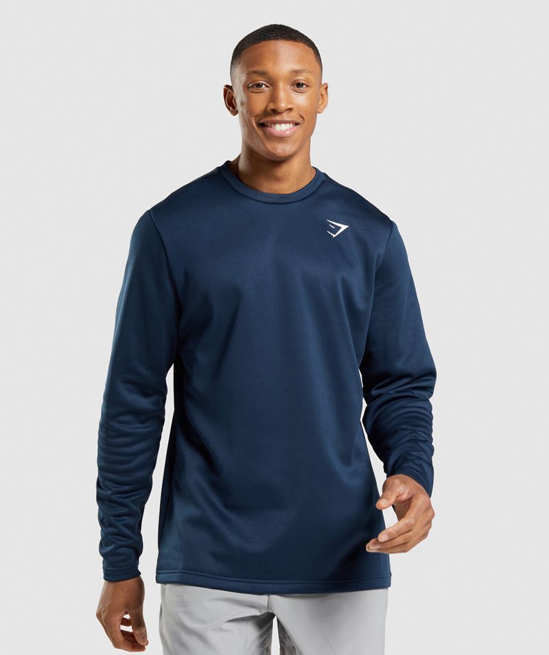 Men's Gymshark Arrival Crew Sweatshirts Navy | USA 9701-XTBLR