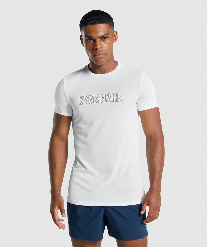 Men's Gymshark Arrival Graphic T-Shirts White | USA 8467-ATMIL