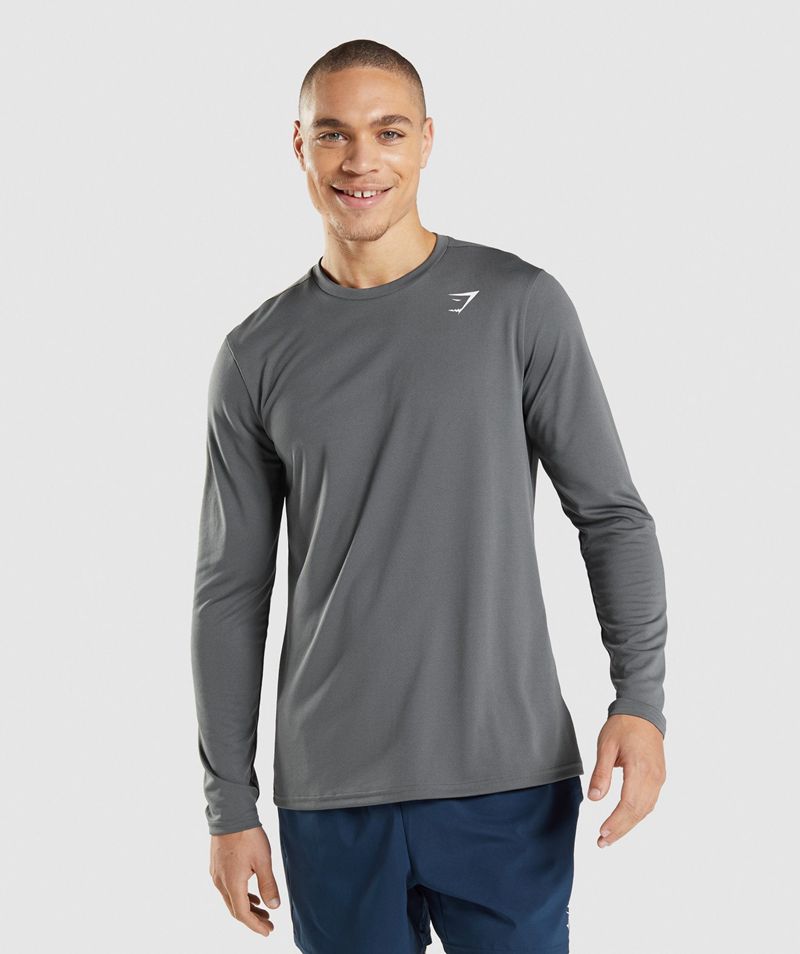 Men's Gymshark Arrival Long Sleeve T-Shirts Grey | USA 3504-ADLSC