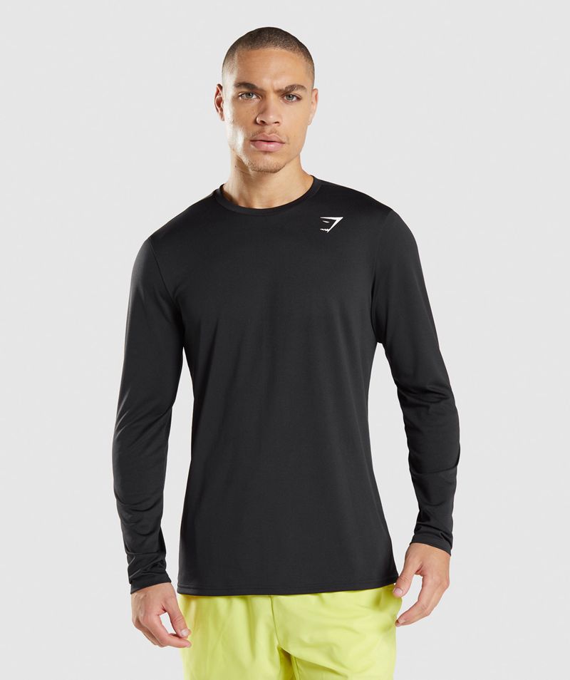 Men's Gymshark Arrival Long Sleeve T-Shirts Black | USA 3506-WQMZY