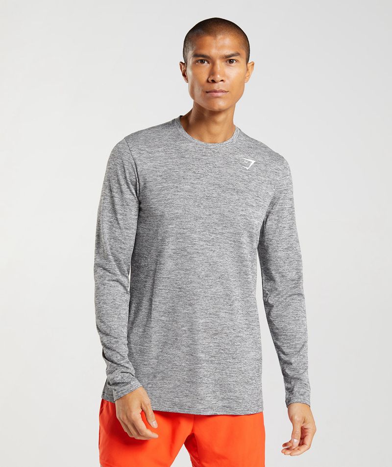 Men's Gymshark Arrival Long Sleeve T-Shirts Light Grey | USA 4728-GXOFB