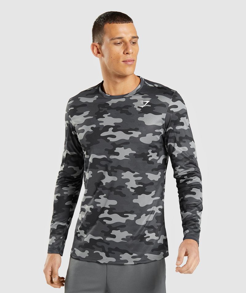 Men's Gymshark Arrival Long Sleeve T-Shirts Grey | USA 4826-WEGZL