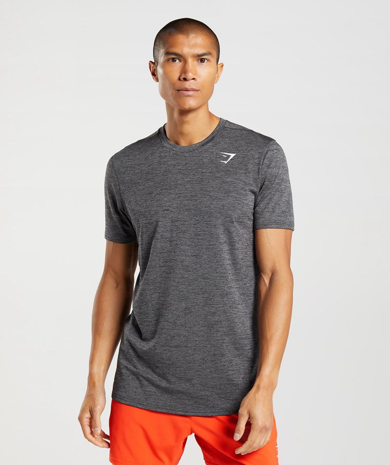 Men's Gymshark Arrival Marl T-Shirts Black | USA 5219-FVMKE