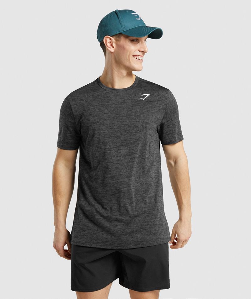 Men's Gymshark Arrival Marl T-Shirts Black | USA 7894-EBPKM