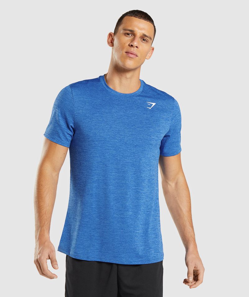 Men's Gymshark Arrival Marl T-Shirts Blue | USA 3125-ZNBUO