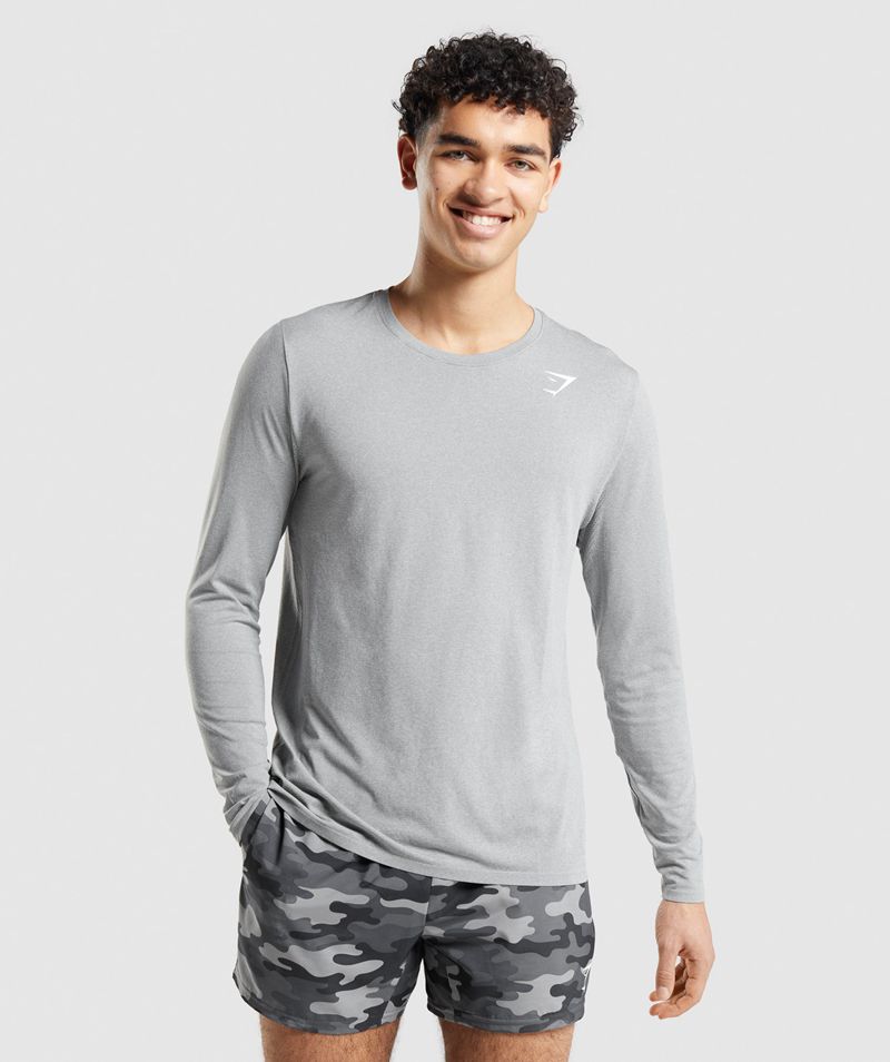 Men's Gymshark Arrival Seamless Long Sleeve T-Shirts Grey | USA 0948-BITWZ