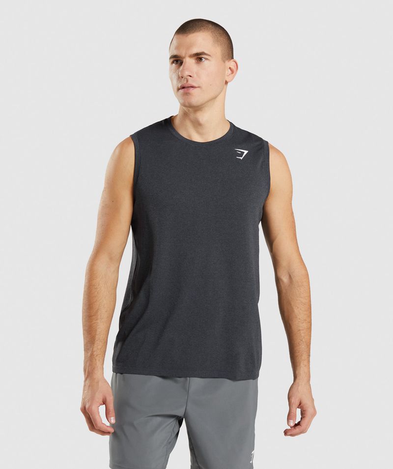 Men's Gymshark Arrival Seamless Tank Tops Black | USA 5970-FPYVW