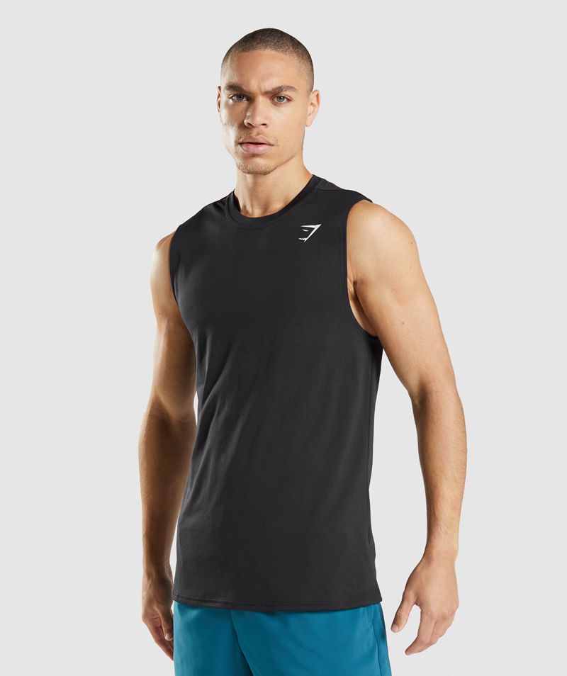 Men's Gymshark Arrival Sleeveless T-Shirts Black | USA 1984-WVFEN