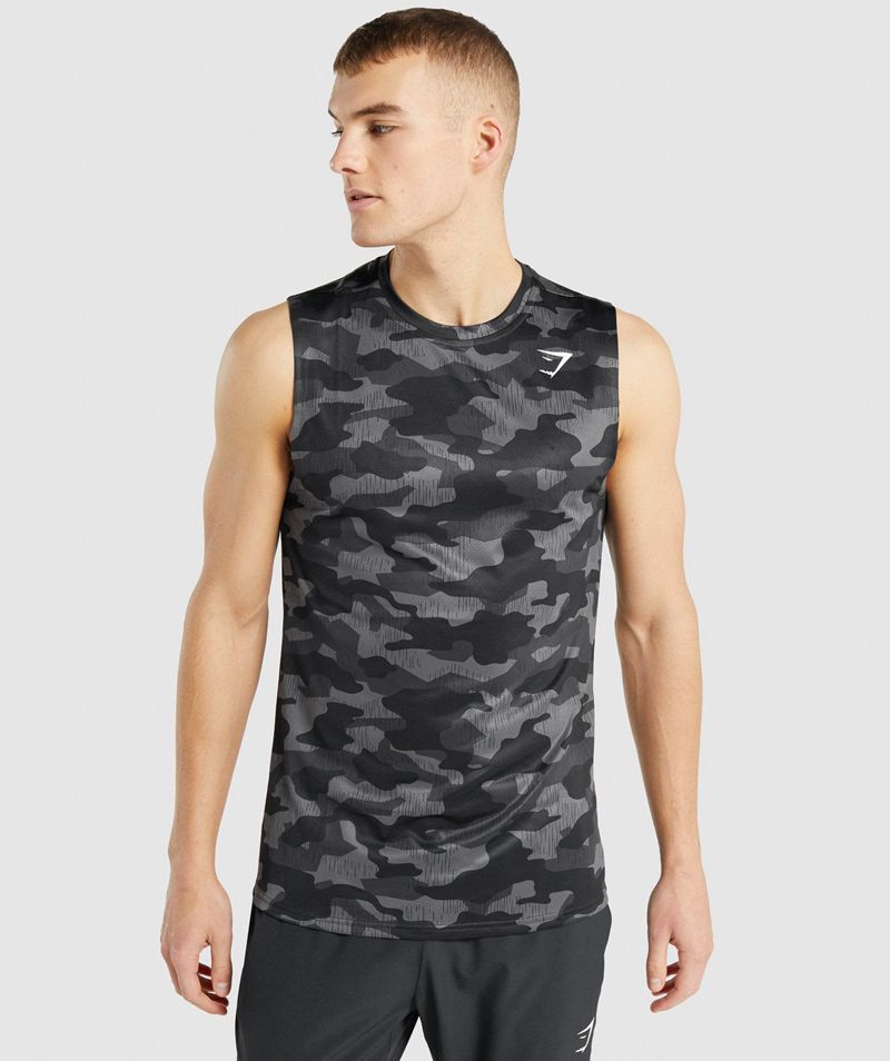 Men's Gymshark Arrival Sleeveless T-Shirts Grey | USA 2594-UZJFO