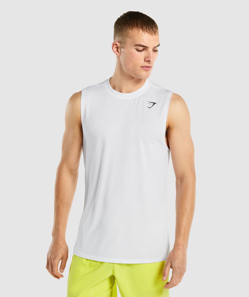 Men's Gymshark Arrival Sleeveless T-Shirts White | USA 5834-ICLNW