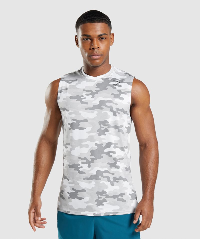 Men's Gymshark Arrival Sleeveless T-Shirts Light Grey | USA 8650-DOPXZ