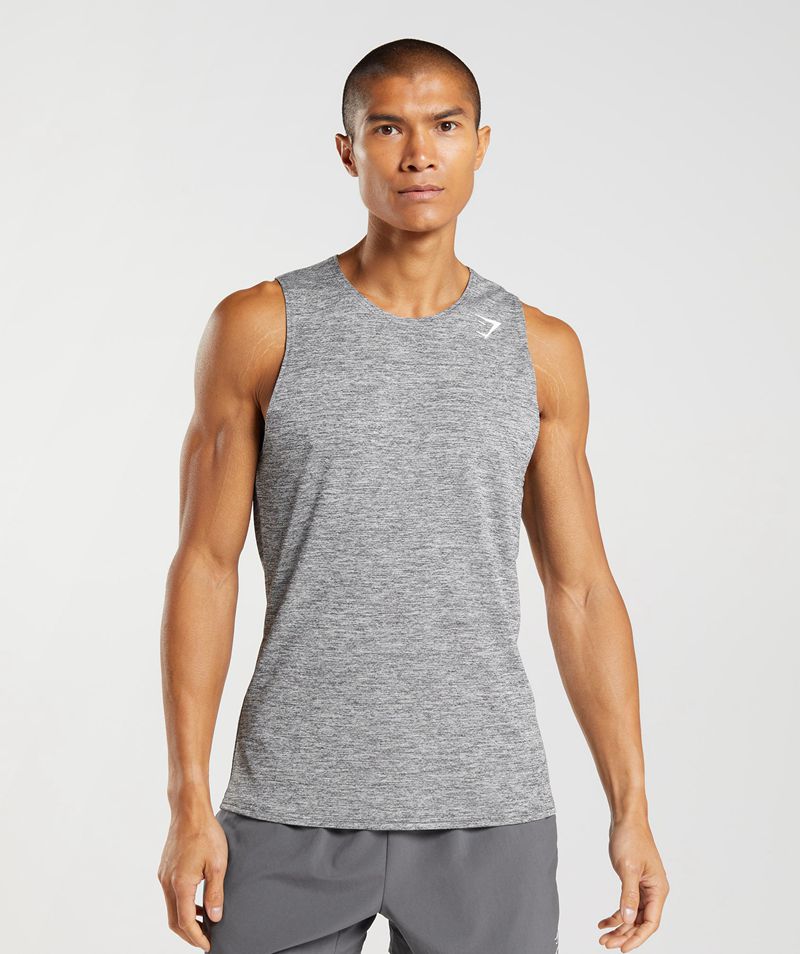 Men's Gymshark Arrival Slim Marl Tank Tops Light Grey | USA 1052-GSIKP