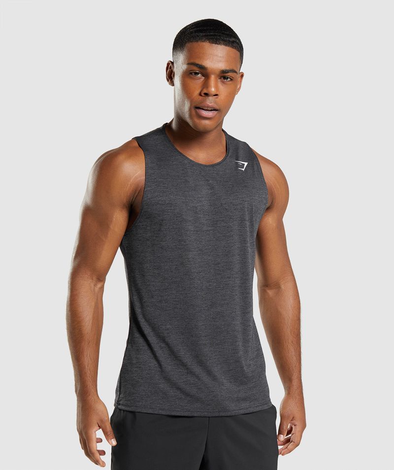 Men's Gymshark Arrival Slim Marl Tank Tops Black | USA 7461-SHTKI