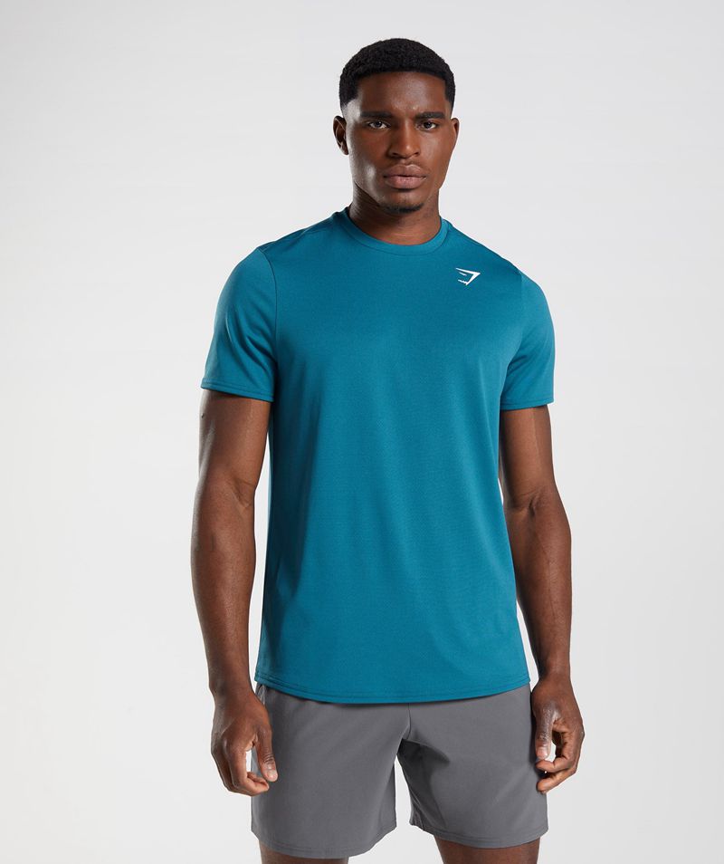 Men's Gymshark Arrival T-Shirts Blue | USA 4195-LPEMC