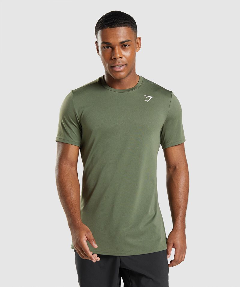 Men's Gymshark Arrival T-Shirts Olive | USA 5218-FPLWU