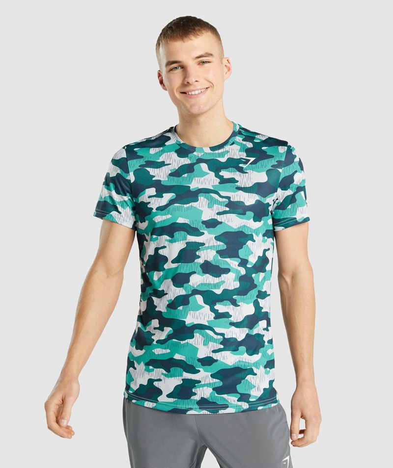 Men's Gymshark Arrival T-Shirts Turquoise | USA 6589-EFPAN