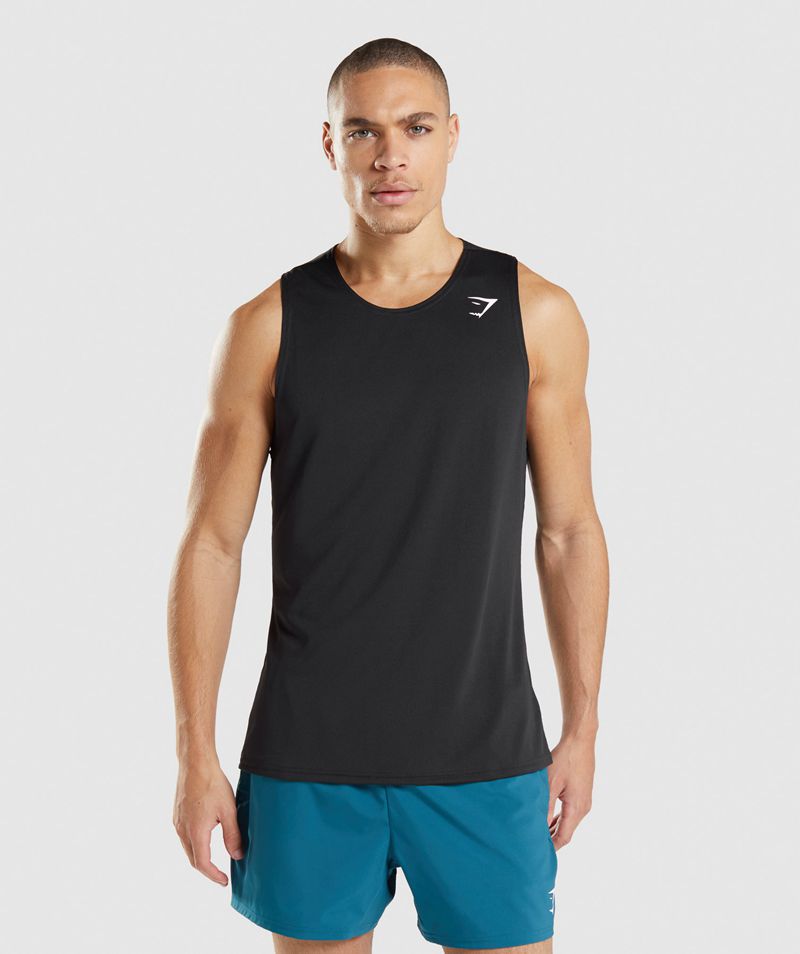 Men's Gymshark Arrival Tank Tops Black | USA 8537-IGBUT