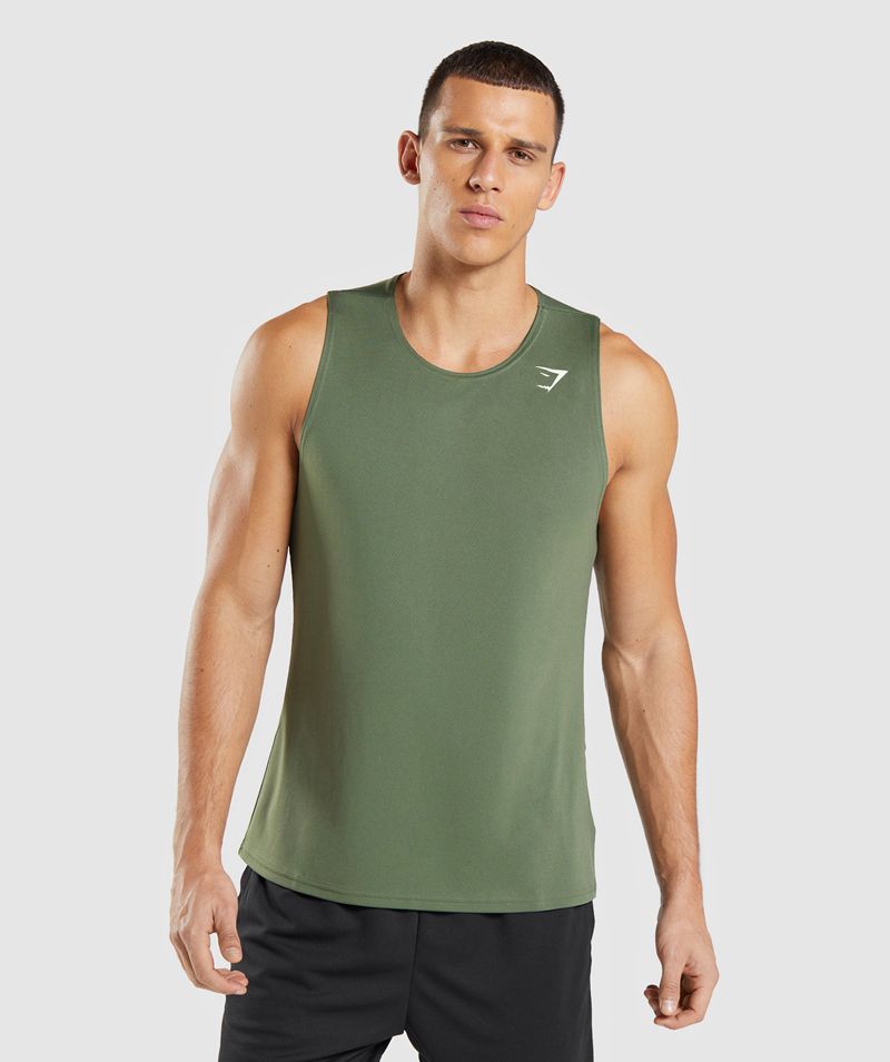 Men's Gymshark Arrival Tank Tops Olive | USA 6971-LWJYM