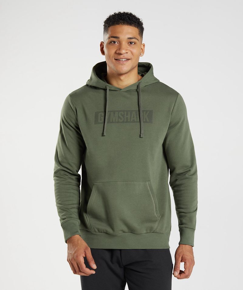 Men's Gymshark Block Hoodie Olive | USA 7340-ZQJWF