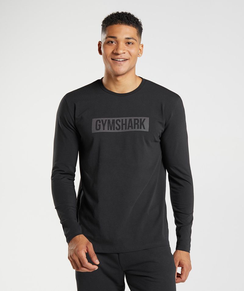 Men's Gymshark Block Long Sleeve T-Shirts Black | USA 9014-NIKVA